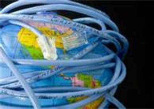 network cable wrapped around globe